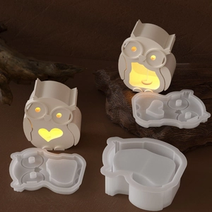 Silicone owl resin mold set for creating decorative DIY night lights and candle holders