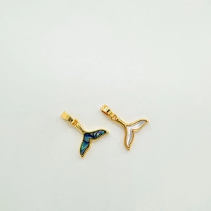 18K gold plated whale tail pendants with inlaid abalone shell and mother of pearl