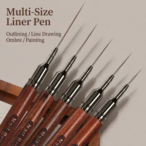 Set di 5 pennelli liner professionali in sandalo per nail art e pittura di precisione