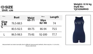 Size guide table for casual street style sleeveless jumpsuit with rhinestone details