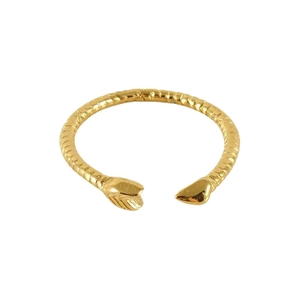Luxurious 18K gold plated heart snake pattern adjustable open ring for women