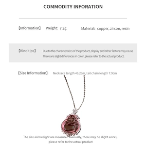 Detailed specs of Buddha flower necklace with copper zircon resin materials and sizes