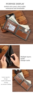 Short vintage wallet for men with multi-card slots and waterproof leather material