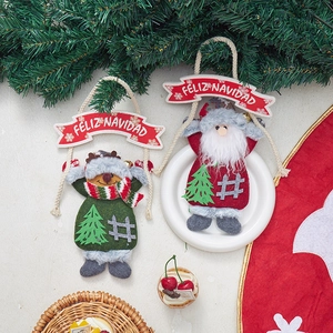 Cute felt Santa and Reindeer Christmas tree ornaments with Feliz Navidad banner and bells