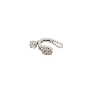 Elegant silver clover ear cuff featuring sparkling cubic zirconia and polished alloy finish