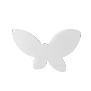 Detailed view of a mirror-polished stainless steel butterfly pendant for DIY necklaces