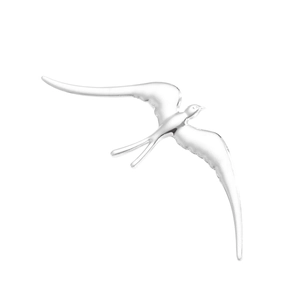Broche hirondelle en acier inoxydable poli avec finition miroir argentée brillante
