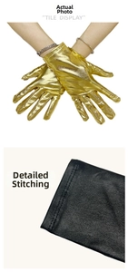 Detail der Doppelnaht an der Manschette dieser 50 cm langen Lackleder-Handschuhe für Damen