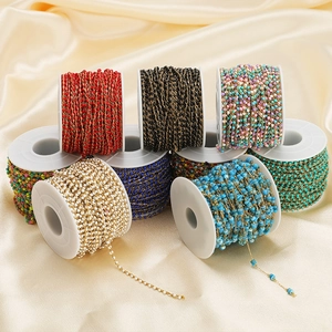 Colorful drip oil bead stainless steel chain spools for DIY punk necklace jewelry making