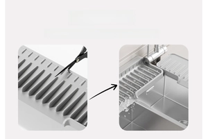 Customizable silicone kitchen faucet mat showing DIY cutting edge and water drainage system