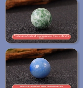 Close-up of polished 20mm green and blue natural stone spheres for home decor