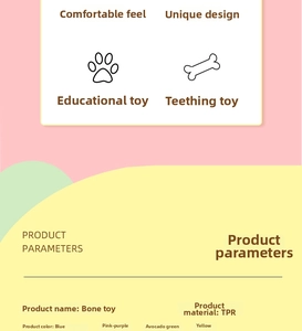 Specifiche del materiale TPR per giocattoli a forma di osso per cani in quattro colori