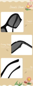 Detail view of glossy black kid sunglasses showing durable hinges and frame structure