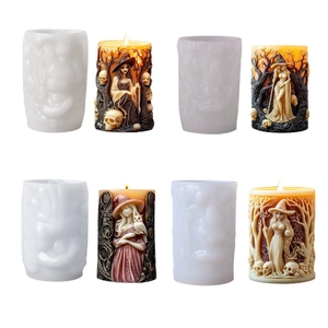 Halloween Witch 3D Relief Silicone Candle Mold Gothic Skull Owl DIY Handmade Aromatherapy Soap Ornament Craft Tool