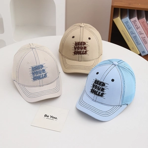 Kids Baseball Cap Breathable Mesh Trucker Hat Embroidered Keep Your Smile Lettering Sun Protection Outdoor For Children