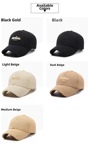 Grille détaillée de casquettes de baseball en coton brodé en noir et nuances de beige