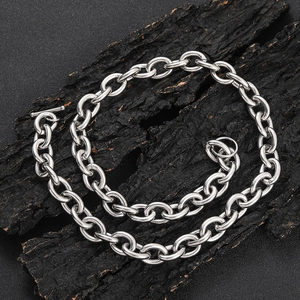 Stainless Steel Chunky O Link Chain Necklace Hip Hop Streetwear Men Toggle Clasp Jewelry
