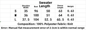 Tableau des tailles détaillé pour gilet en tricot avec spécifications du tissu 100% polyester