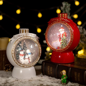 Christmas musical snow globe with Santa Claus and snowman, LED light and automatic snow