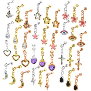Stainless Steel Cartilage Stud Earrings Zircon Dangle Pendant Helix Piercing Jewelry Screw Back Ball Fashion For Women