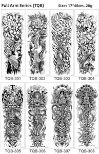 Detail view of full arm waterproof temporary tattoo stickers with crane and floral patterns