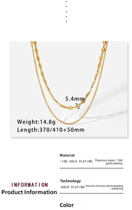 Detailed size and material specs for 18K gold plated titanium pig nose chain necklace