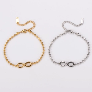 Infinity Symbol Bracelet 304 Stainless Steel Ball Chain Adjustable Extension Minimalist Jewelry For Women