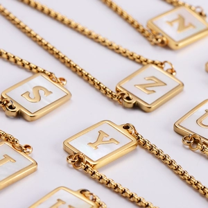 Λεπτομέρεια από ορθογώνια μενταγιόν 18k χρυσού με ένθετο λευκό κοχύλι σε επίπεδη διάταξη