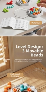 Detailed view of Mini Pocket Magic Beads puzzle with colorful spheres and instruction book