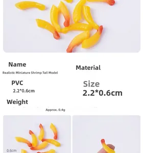 Miniatur PVC Garnelenschwanz Modell 2,2cm für DIY Handwerk und Fotografie Requisiten