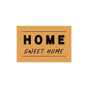 Brown coconut husk style doormat with Home Sweet Home text on white background