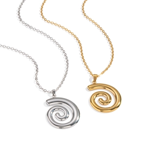 Ensemble de colliers avec pendentif spirale en acier inoxydable or 18 carats et argent
