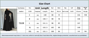 Detailed size chart for pleated chiffon jumpsuit showing measurements in cm for S to XXL