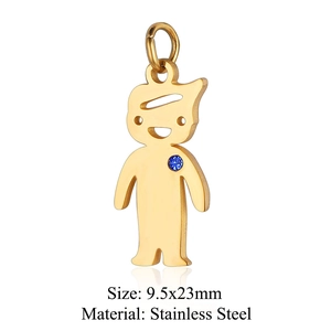 Goldener Edelstahl Jungen-Anhänger mit blauem Stein für DIY-Halsketten Zubehör