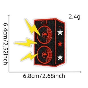 Cartoon speaker embroidered iron-on patch for jackets and hats with dimensions