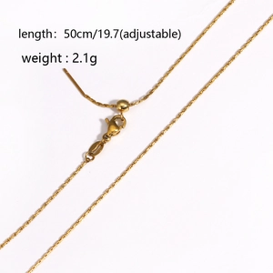 Detail of 50cm adjustable 18k gold plated box chain with lobster clasp and slide bead