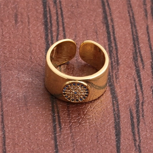 Fashionable evil eye open ring for women with blue and white zircon micro-inlay