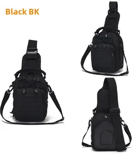 Tactical chest bag with laser-cut MOLLE system and breathable mesh back in black