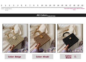 Detaillierter Vergleich von Stroh-Box-Taschen in Beige, Khaki und Schwarz mit Kettenriemen