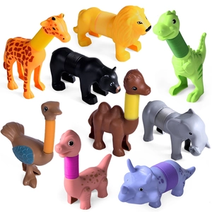 Pop Tube Dinosaur Toys For Kids Stretchable Animal Shape Stress Relief Sensory Plastic Decompression Plaything Toddlers