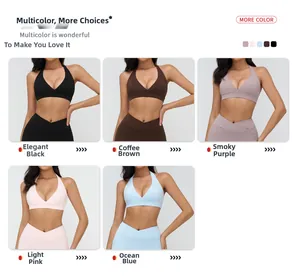 Sports bra and leggings set in various colors with cross V-neck and open back design