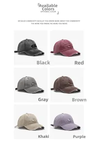 Distressed wash cotton baseball caps with 3D letter embroidery in six different colors