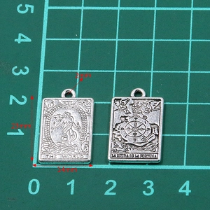 Zinc alloy tarot card pendants including The World and La Rueda De La Fortuna designs