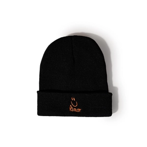 Bonnet En Tricot Acrylique Noir Avec Broderie Amor Smiley Orange Chaud Hiver Automne Streetwear Pour Hommes Femmes