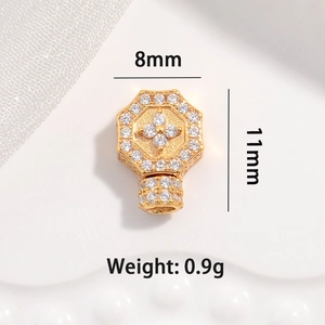 Fermoir trèfle à quatre feuilles en argent 925 avec zircons pour bijoux DIY