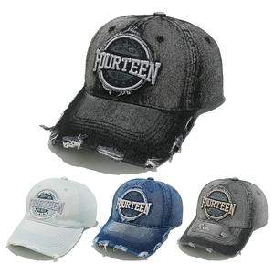 Baseball Cap Washed Denim Distressed Embroidered Letter Retro Adjustable American Street Style Sun Hat Unisex