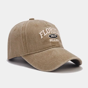 Casquette vintage kaki délavé avec broderie Florida et vue latérale à 45 degrés