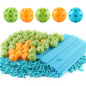 132-piece DIY fort building kit with colorful connector balls and rods for kids' castles