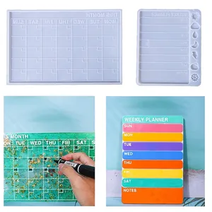 Silicone Mold For Weekly Monthly Planner Calendar DIY Resin Casting Craft Memo Board Transparent