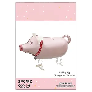 Pink walking pig animal balloon for children birthday party decorations 63x32cm